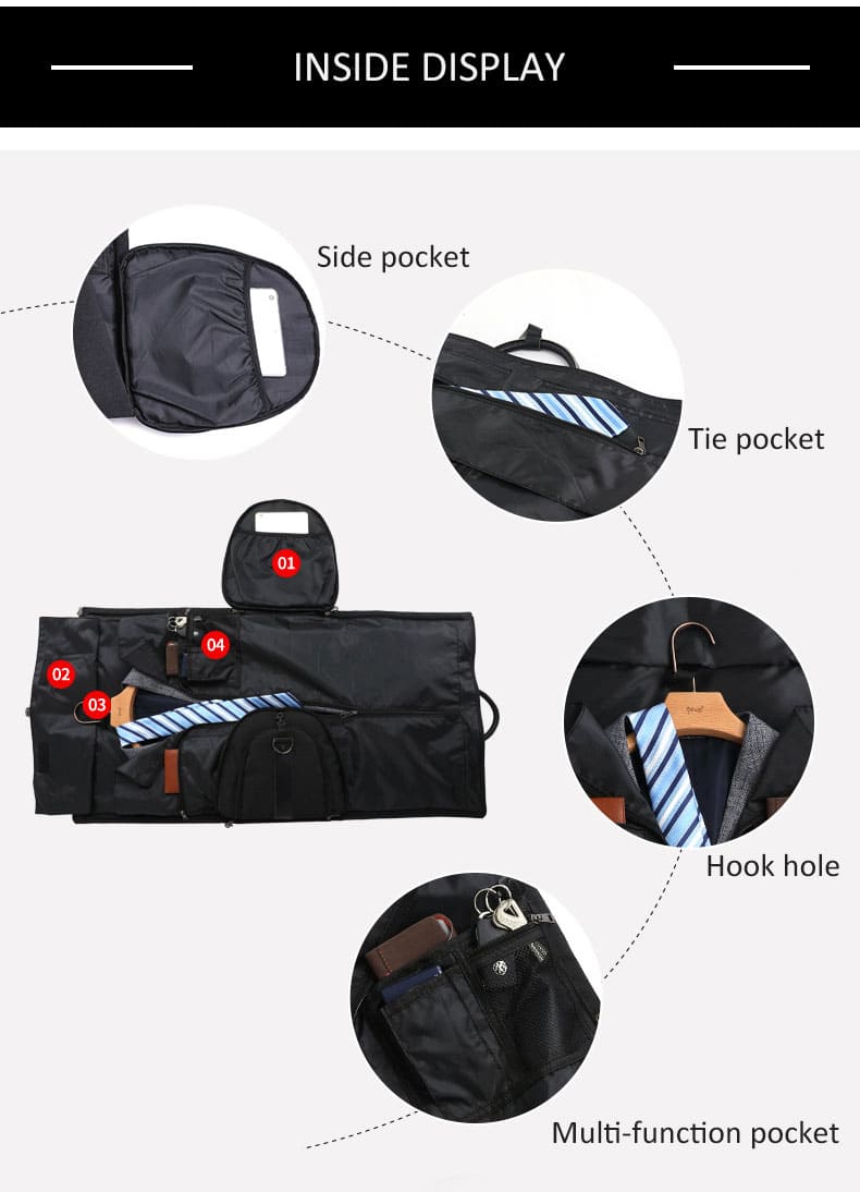 Travel Garment Bag Duffel with Shoe Compartment is designed with the needs of business travelers in mind